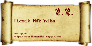 Micsik Mónika névjegykártya